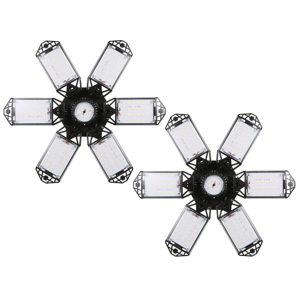 Neoglint 2PCS  -265V 160W 152LEDs Garage Light with 6 Adjustable Panels Deformable Folding Foldable Ceiling Lamp / Base Socket Holder for Garage Warehouse Workshop Basement Gym Kit