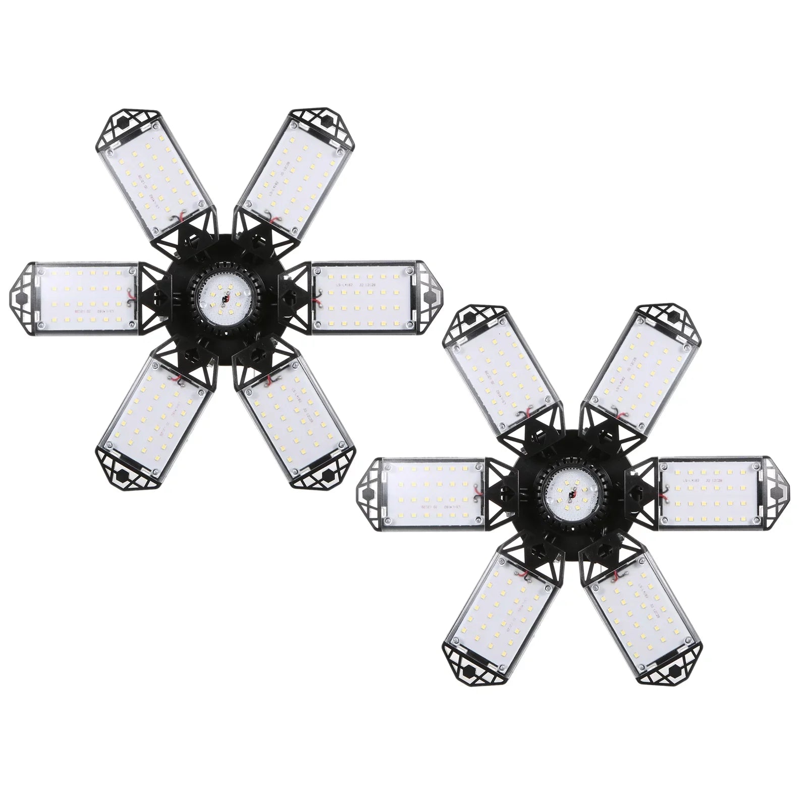 Neoglint 2PCS  -265V 160W 152LEDs Garage Light with 6 Adjustable Panels Deformable Folding Foldable Ceiling Lamp / Base Socket Holder for Garage Warehouse Workshop Basement Gym Kit