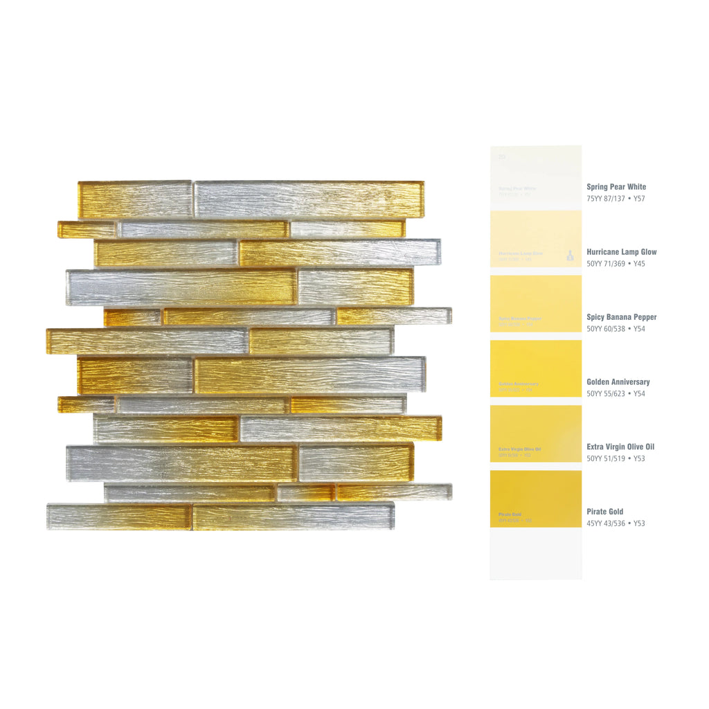 Tiles - Foil Silver/Gold 12 in. x 12 in. Interlocking Glass Mosaic Wall Tile (5 sq. ft. / Case)