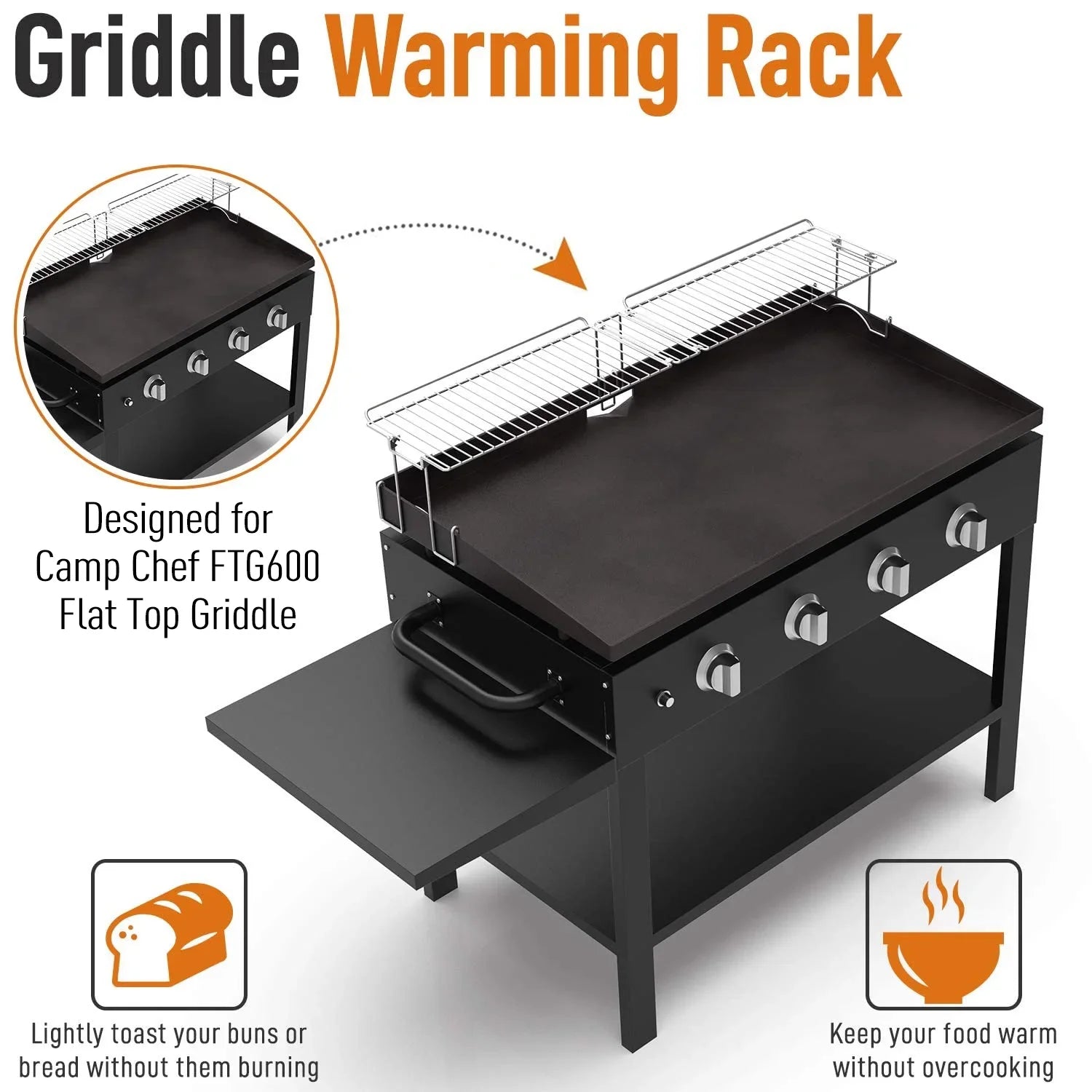 Yukon Glory 31.5" Stainless Steel Griddle Warming Rack Designed for Blackstone Griddles