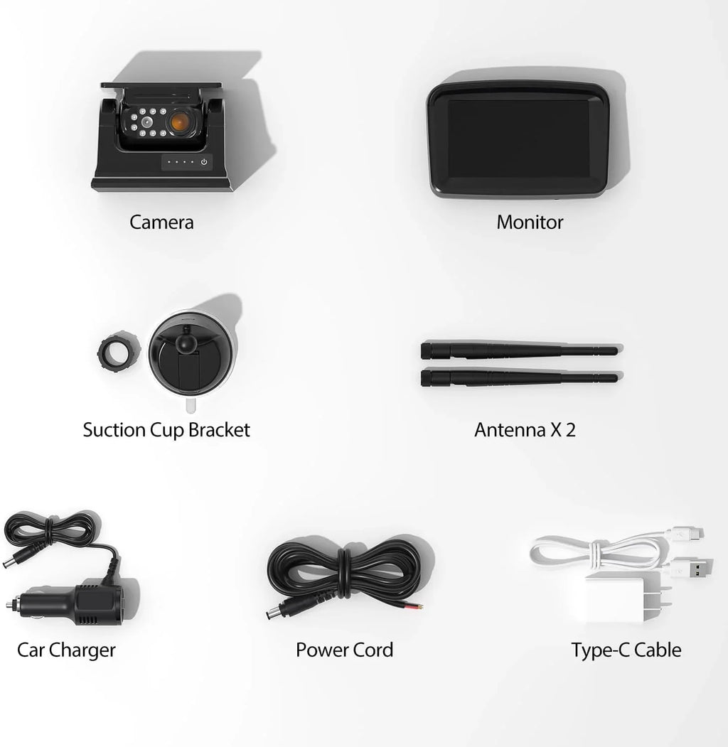 xRoose Magnetic Solar Wireless Backup Camera 5'' 1080P Monitor No Drilling 2-Min Installation  Night Vision Waterproof Rear View Camera