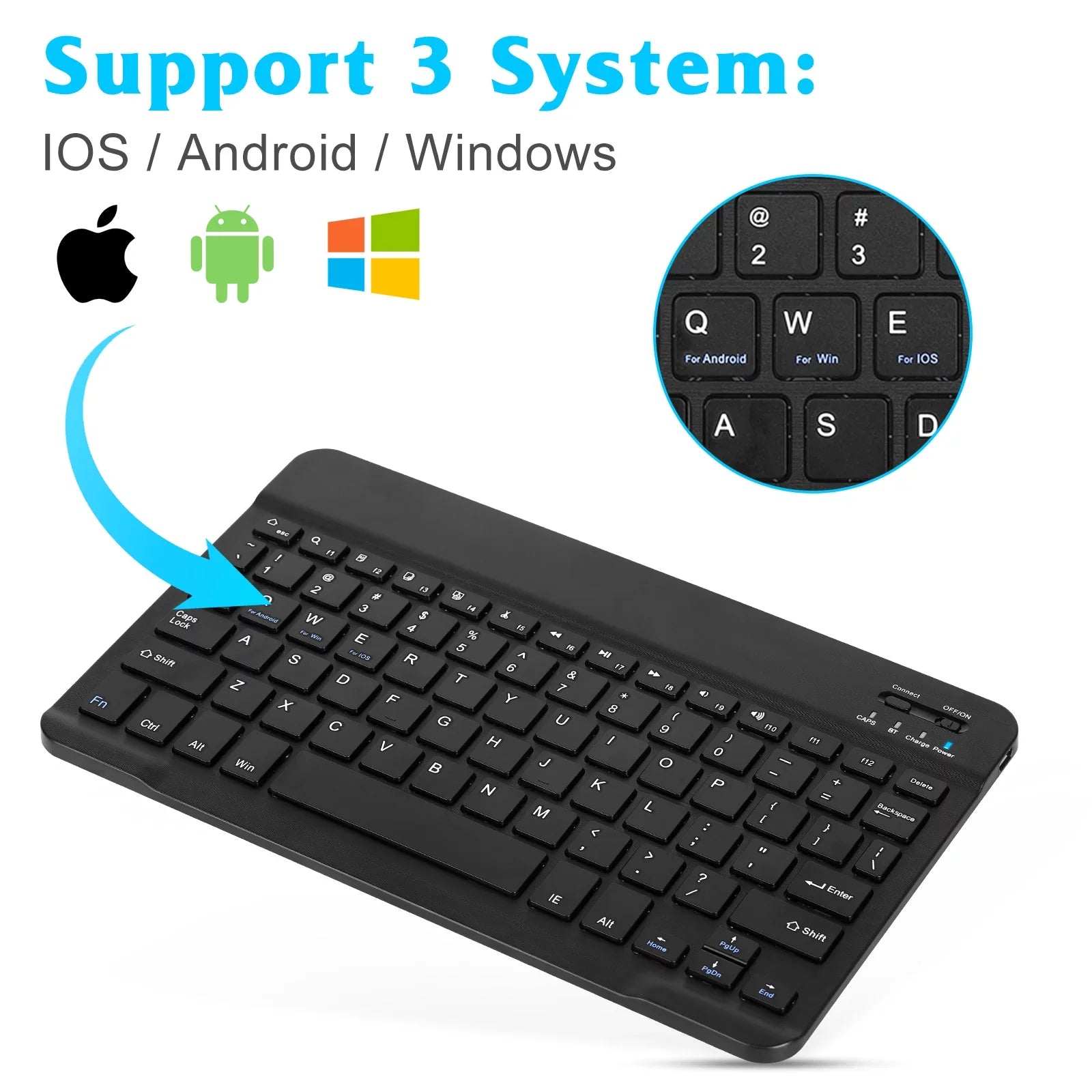 Rechargeable Bluetooth Keyboard and Mouse Combo Ultra Slim Full-Size Keyboard and Ergonomic Mouse for Xiaomi Mi Mix 2S and All Bluetooth Enabled Mac/Tablet/iPad//Laptop - Onyx Black