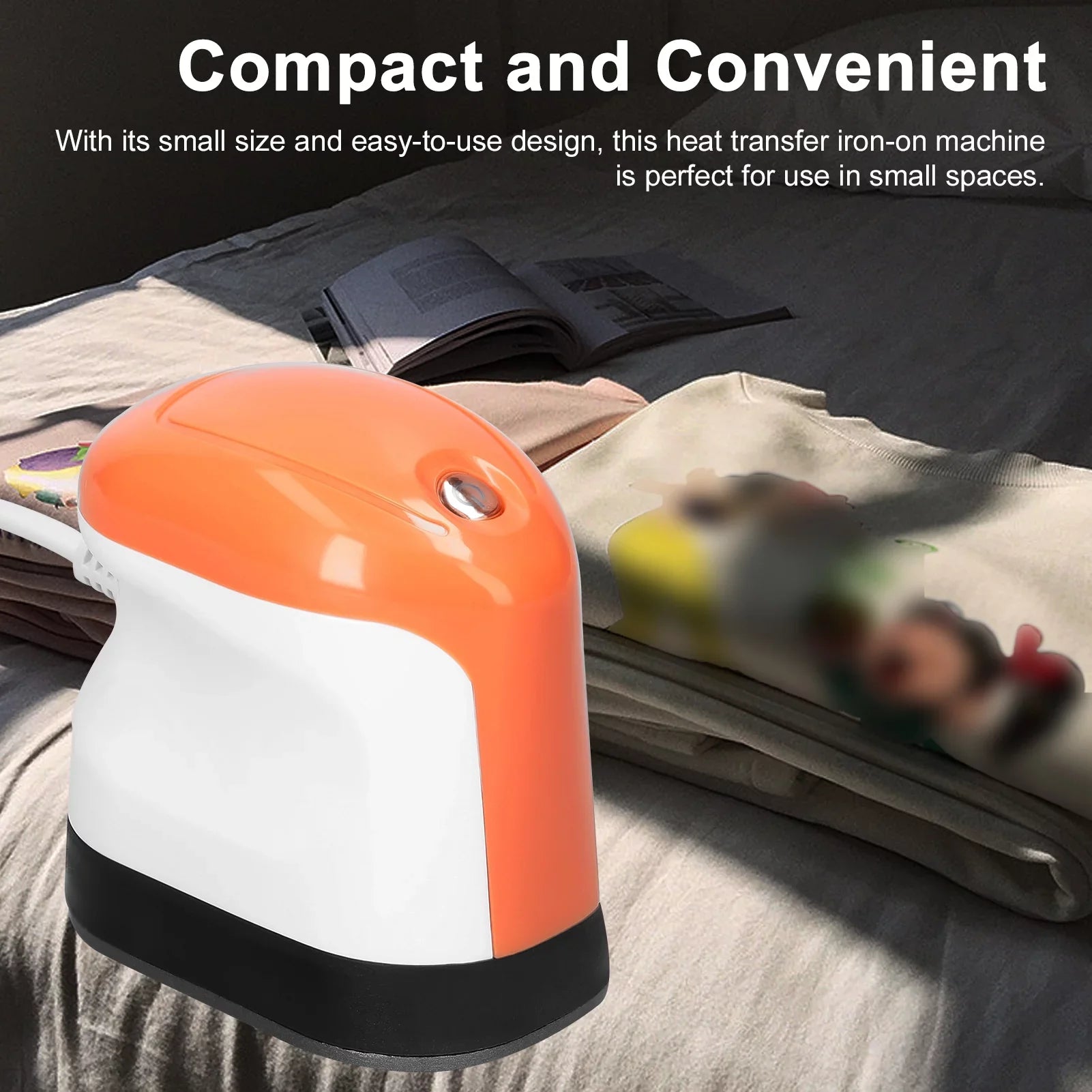 Carevas Portable Multi-modes Heat Press Machine Multifunctional  Auto Easy Heating Transfer Iron-On Machine for Clothes Bags Hat -shirts Compact Electric Iron