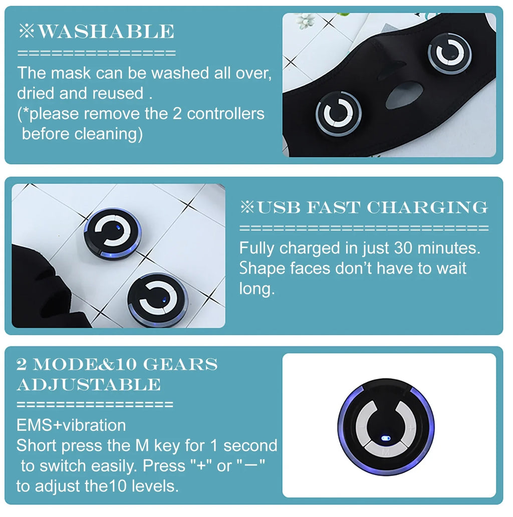 Micro-current Facial Device,  Face Mask, Electric Thin Face Massager, Facial Lifting Silicon Mask