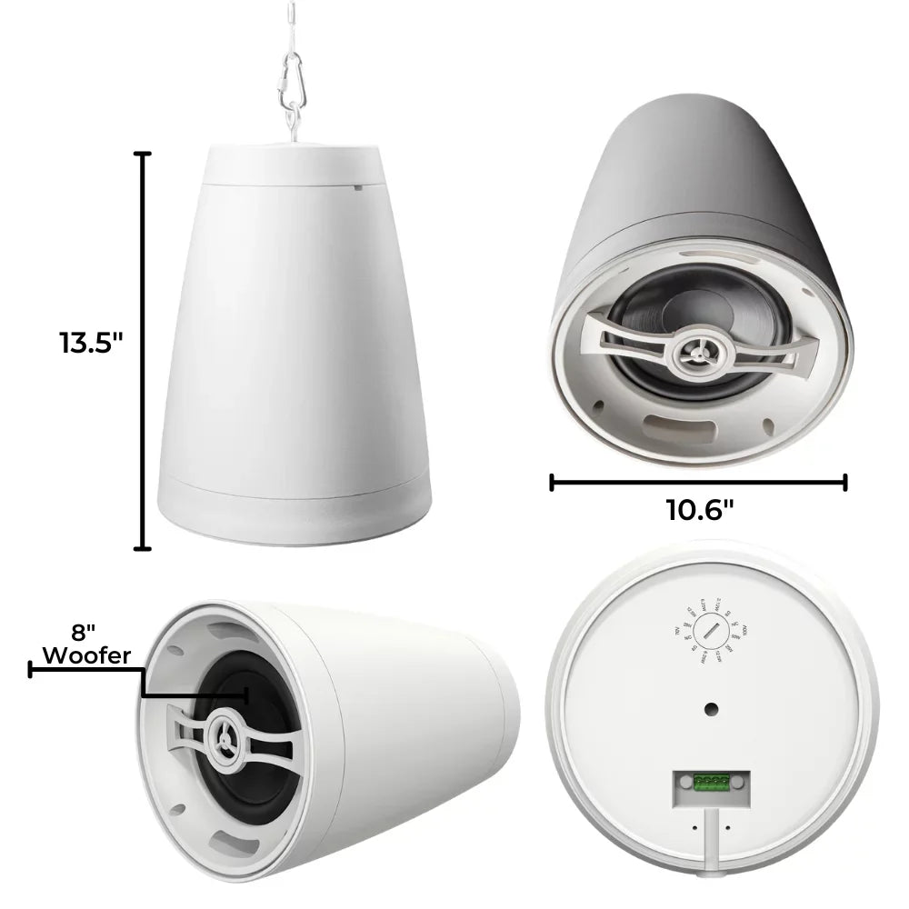 Nero Arc 8 8" 2 Way Coaxial Pendant Style Speaker, 8Ohm/70V, White