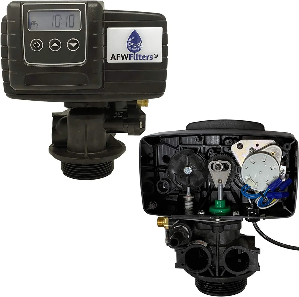 AFWFilters 2 cubic Foot 64k Whole Home Iron Pro Water Softener with Fine Mesh Resin, 1" Plastic  Connection, and Blue Tanks