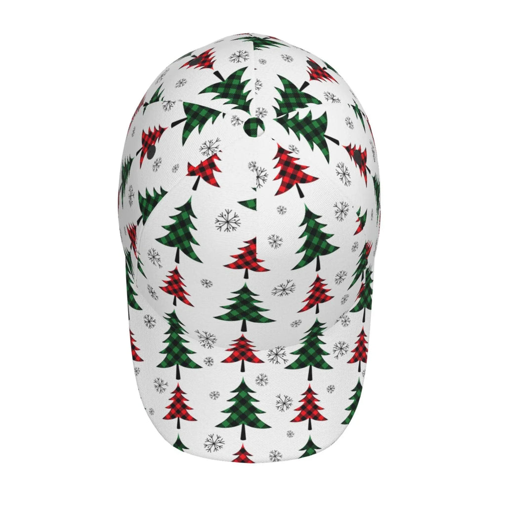 Balery Baseball Cap Adjustable Size for Running Workouts and Outdoor Activities All Seasons Dad Hat(Buffalo Plaid Christmas Trees)