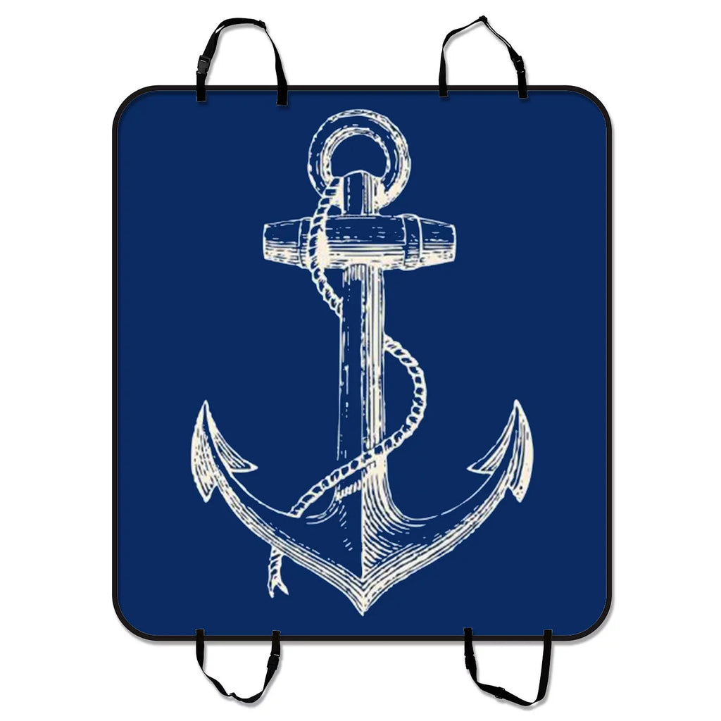 Blue Anchor Pet Car Seat Cover,Nautical Navy Blue Anchor Pet Car Seat Cover Dog Car Seat Mat Hammock Cargo Mat Trunk Mat For Cars Trucks and  54x60 inches