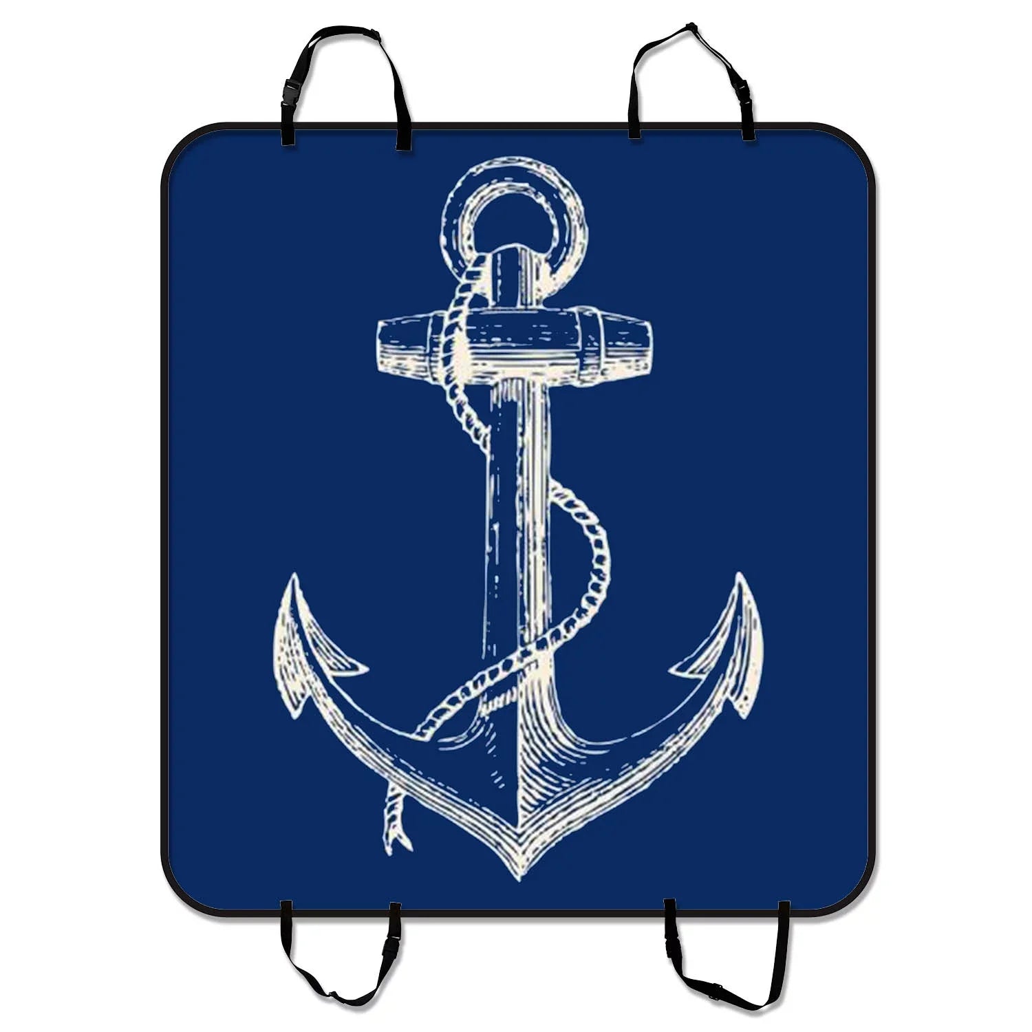Blue Anchor Pet Car Seat Cover,Nautical Navy Blue Anchor Pet Car Seat Cover Dog Car Seat Mat Hammock Cargo Mat Trunk Mat For Cars Trucks and  54x60 inches
