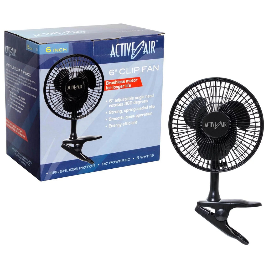 Active Air  6in Clip-On 5W Brushless Motor Hydroponic Grow Fan for Gardens
