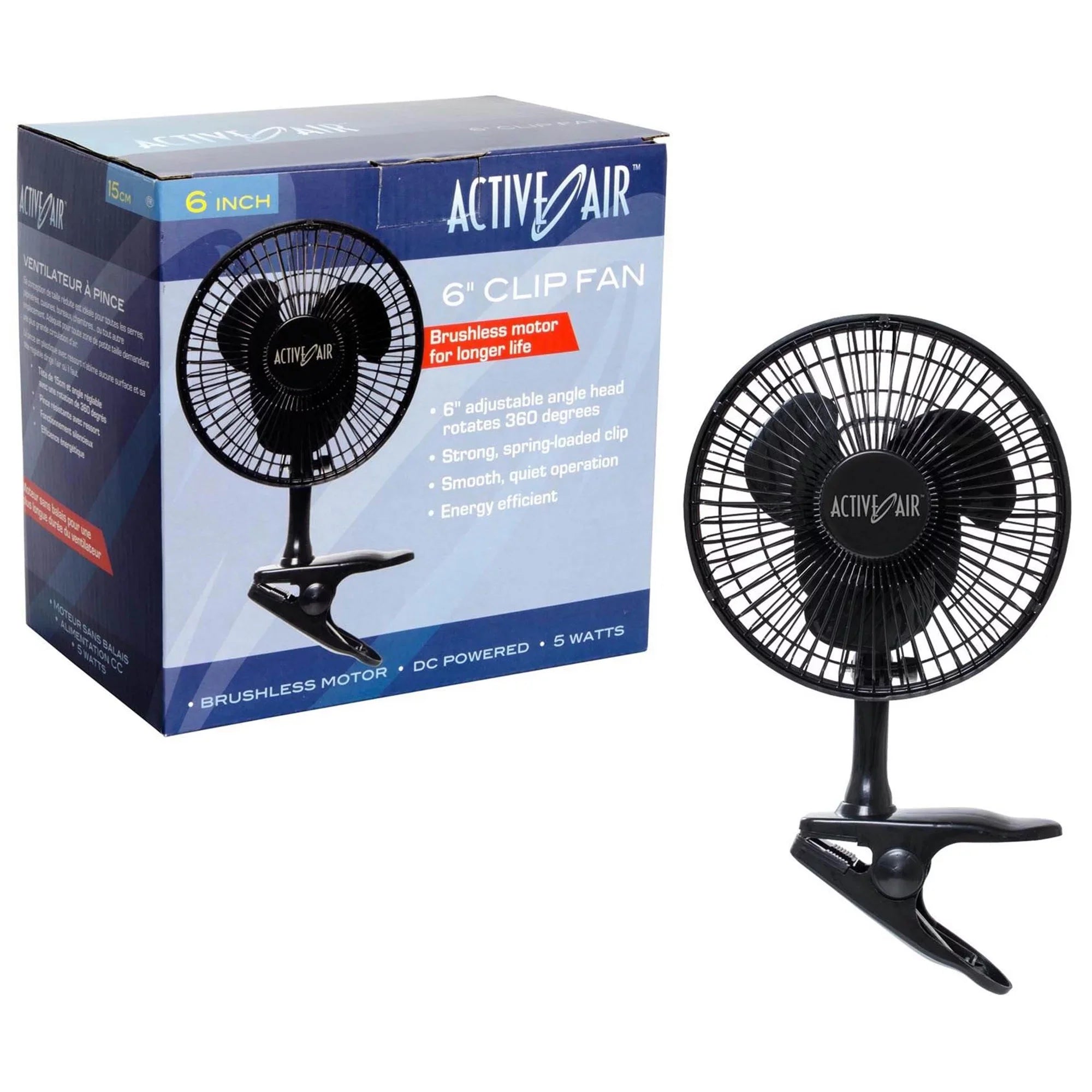 Active Air  6in Clip-On 5W Brushless Motor Hydroponic Grow Fan for Gardens