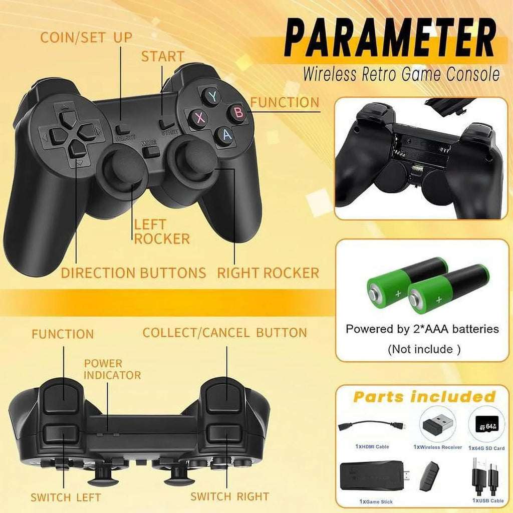 20,000+ Games Wireless Retro Game,4K  Output Retro Video Game Console - Plug and PlayVideo Games, Retro Game Stick 4K Game Stick, Built in 64G Cards playstation5 ps5controller