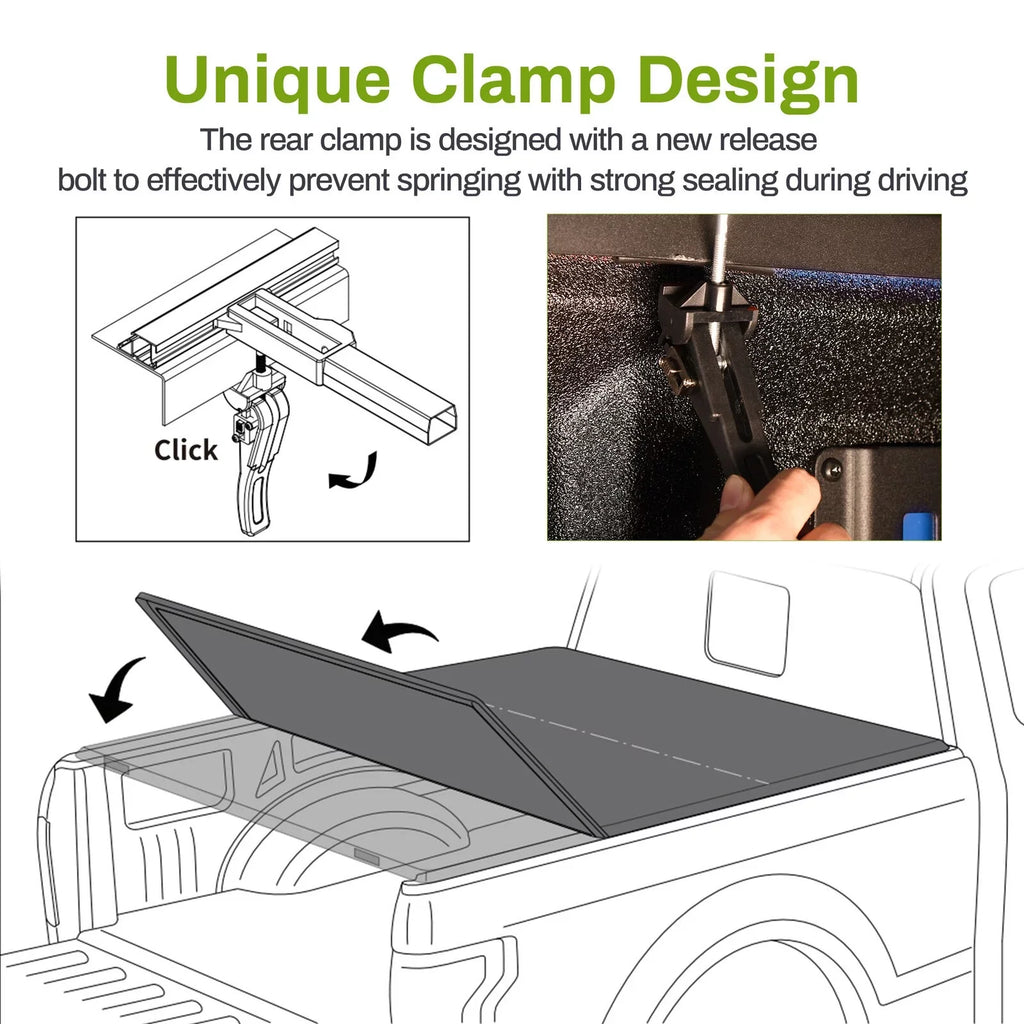 Ledkingdomus 5.7ft Soft Tri-fold Truck Bed Tonneau Cover for 09-23 Dodge Ram 1500 Without Rambox