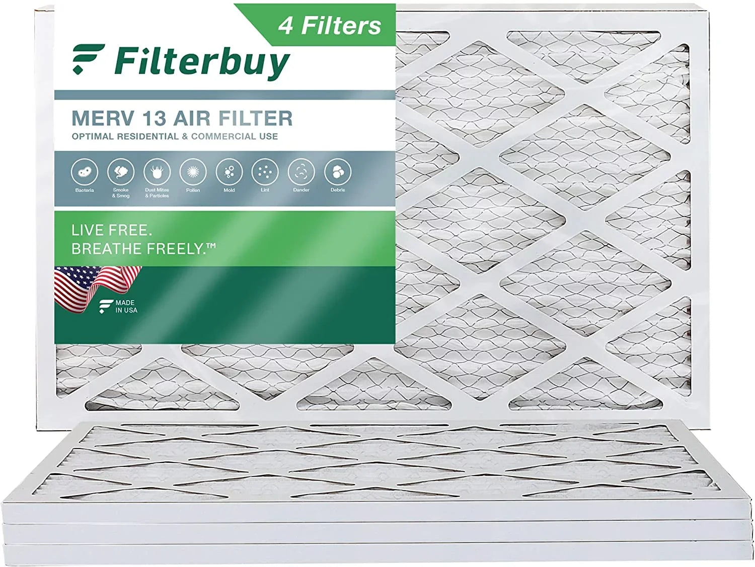 Filterbuy 12x30x1  13 Pleated   Furnace Air Filters (4-Pack)