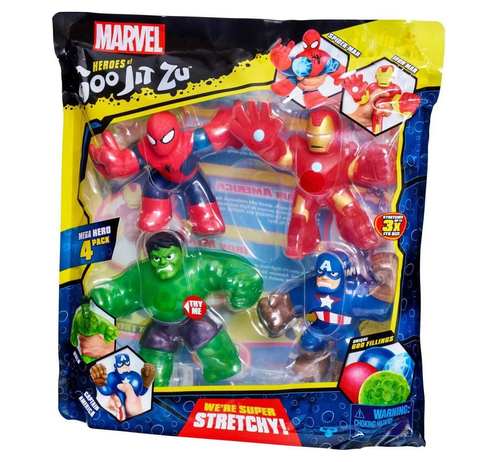 Heroes of Goo Jit Zu Marvel Hero 4-Pack, Spider-Man, Hulk, Iron Man and Captain America