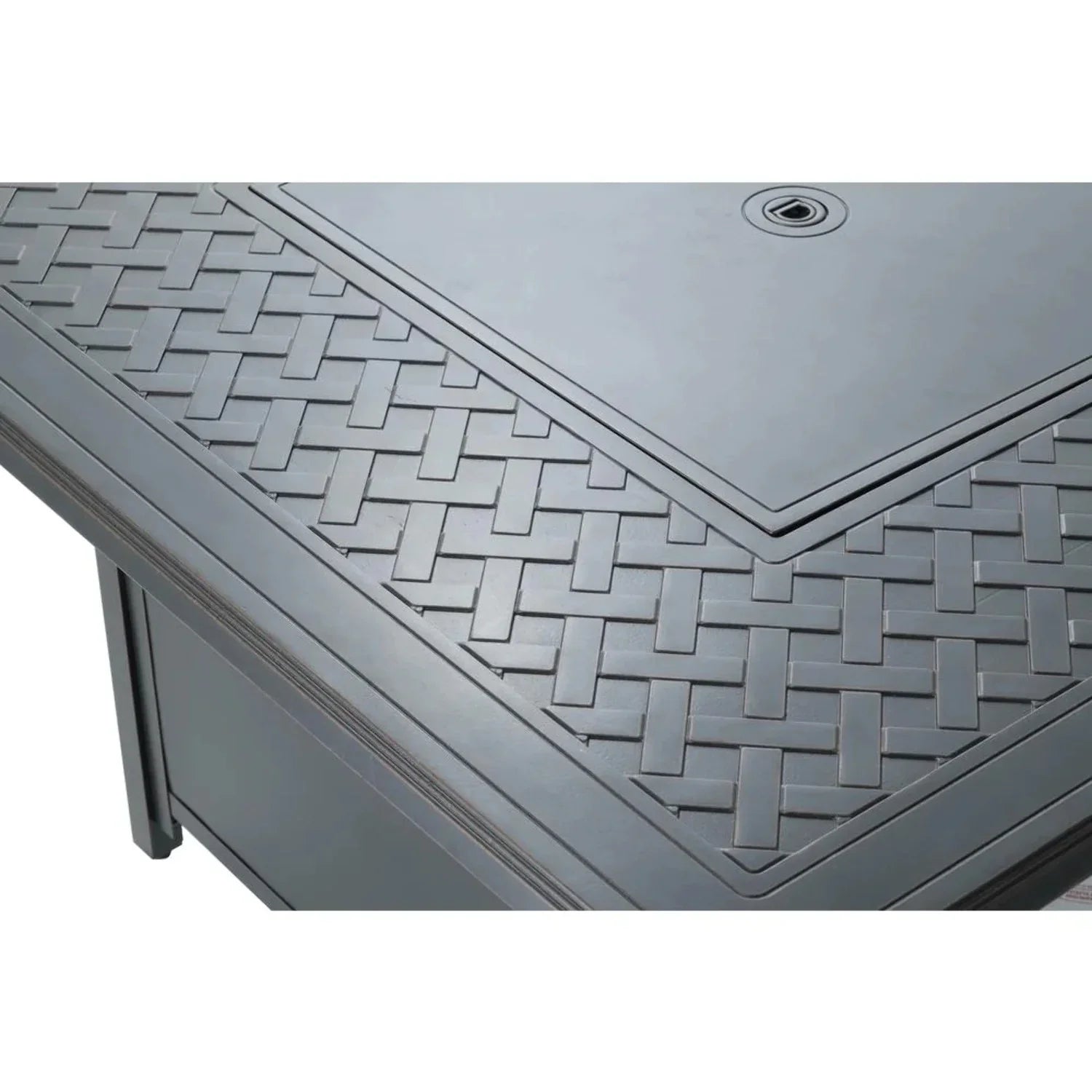 Alfresco Home Heron 42" Square Aluminum Gas Fire Pit Chat Table in Topaz Gray