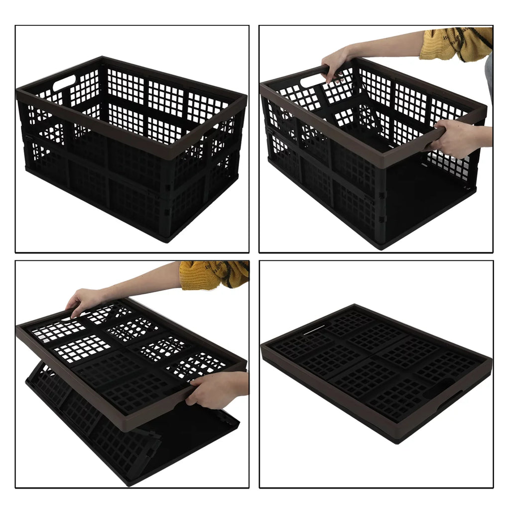 Morcte 42  Plastic Collapsible Storage Crates, Stacking Folding Storage Basket, 3-Pack
