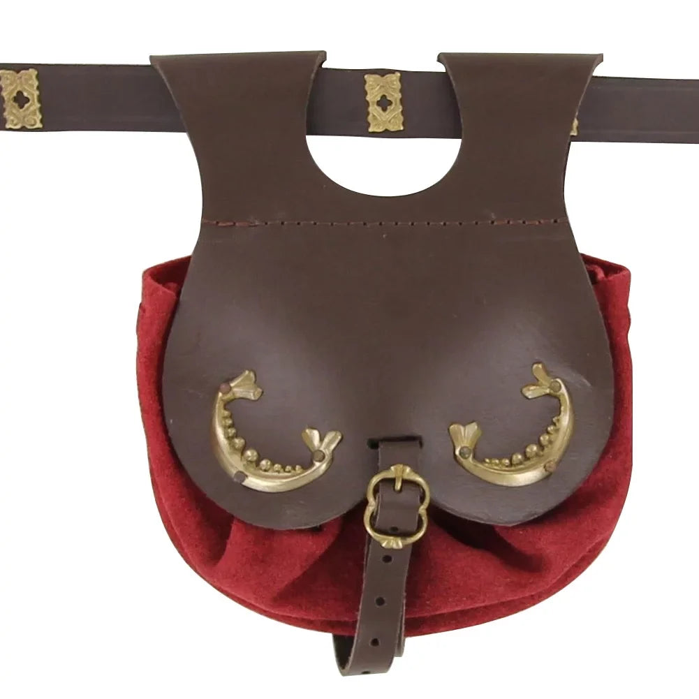 Armory Replicas Royal Red Handmade Royal Court Suede Pouch - Rich Red Elegance Medieval-Inspired Design Perfect for Carrying Small Valuables Adjustable Belt Closure for Secure Fit