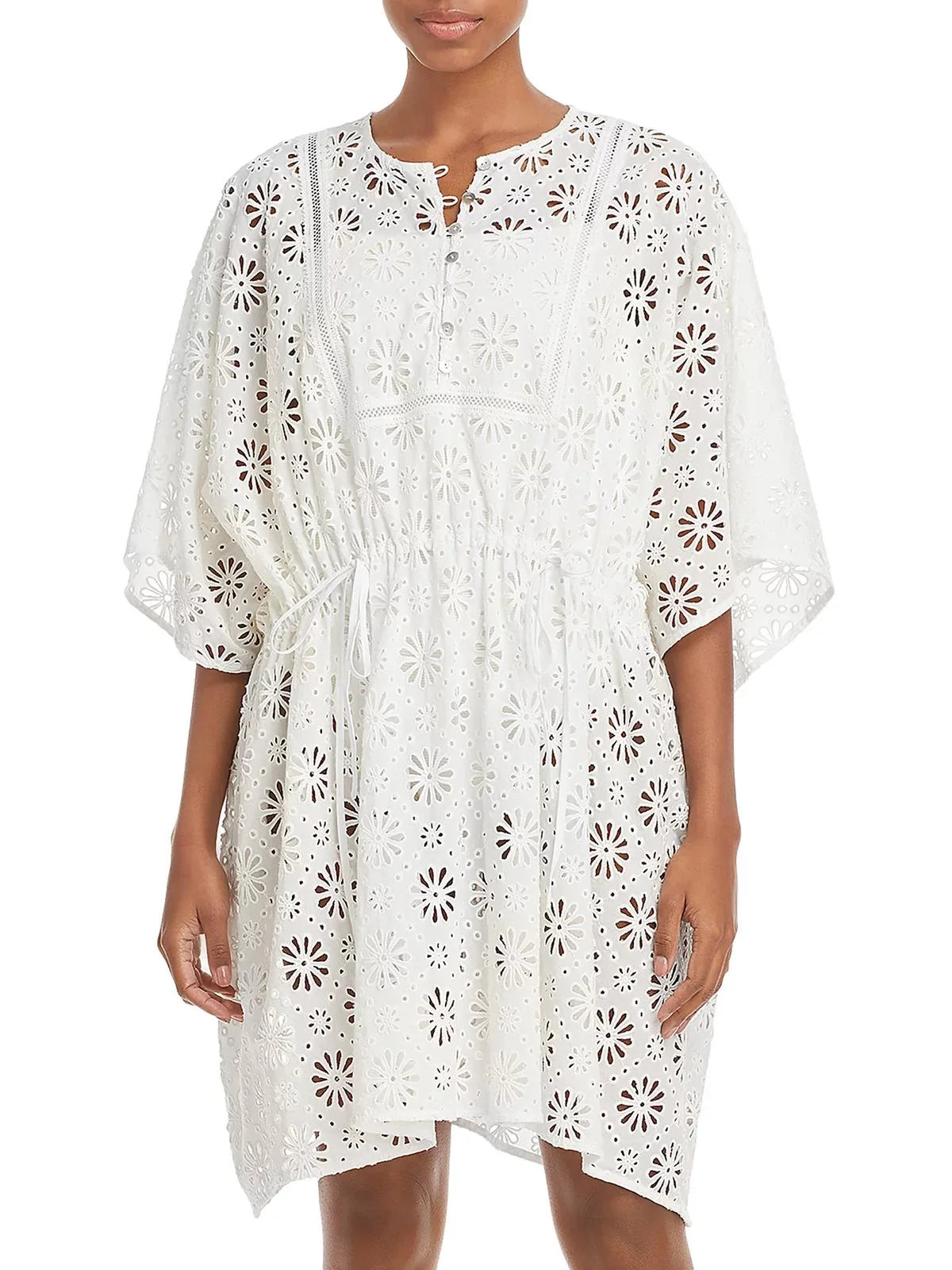 Shoshanna Women's Daisy Mini Caftan Swim Cover-Up (, White)