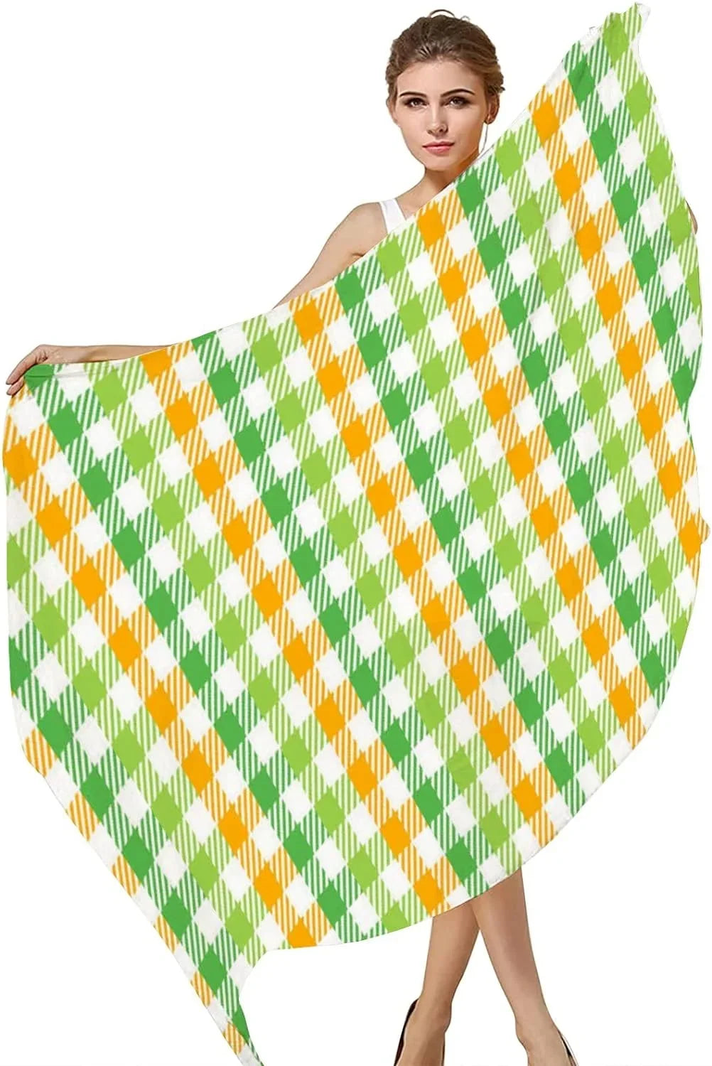Hyjoy Classic Checkers Pattern Long Silk Neck Scarf Lightweight Shawl Wrap Scarves for Women Girls