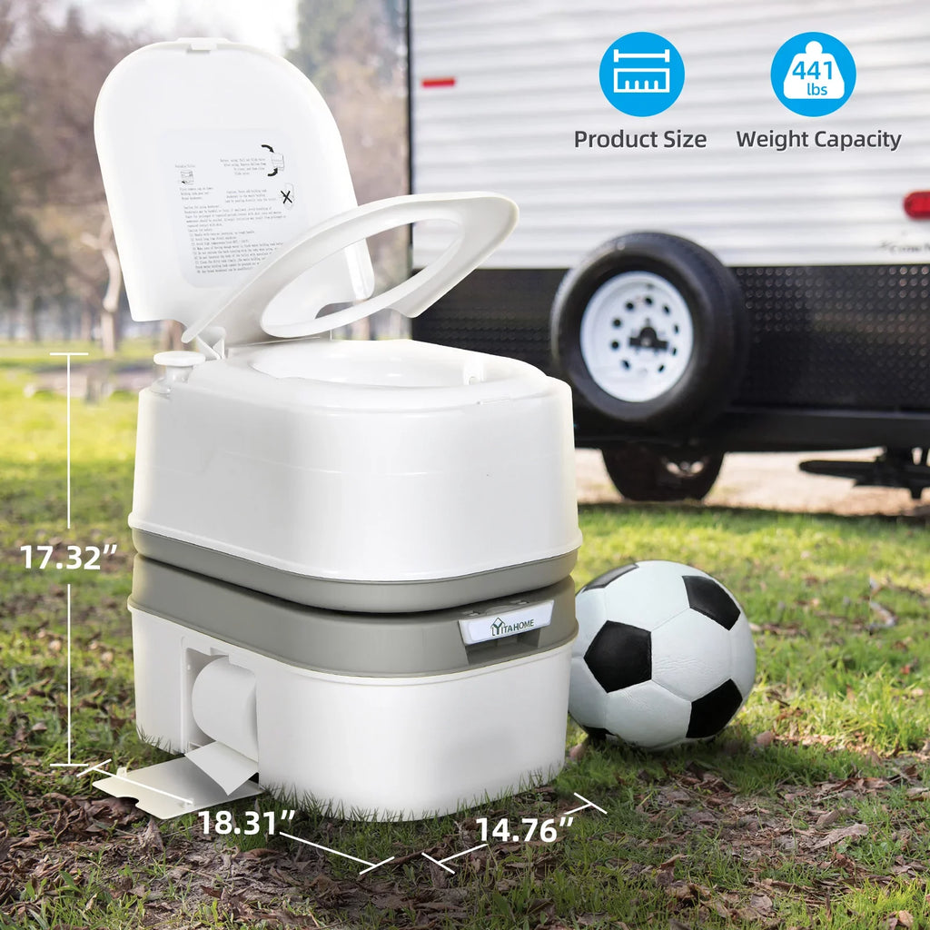 Portable Toilet, 6.34 Gallon Camping  Porta Potty , Outdoor  Toilet with Level Indicator, Rotating Spout