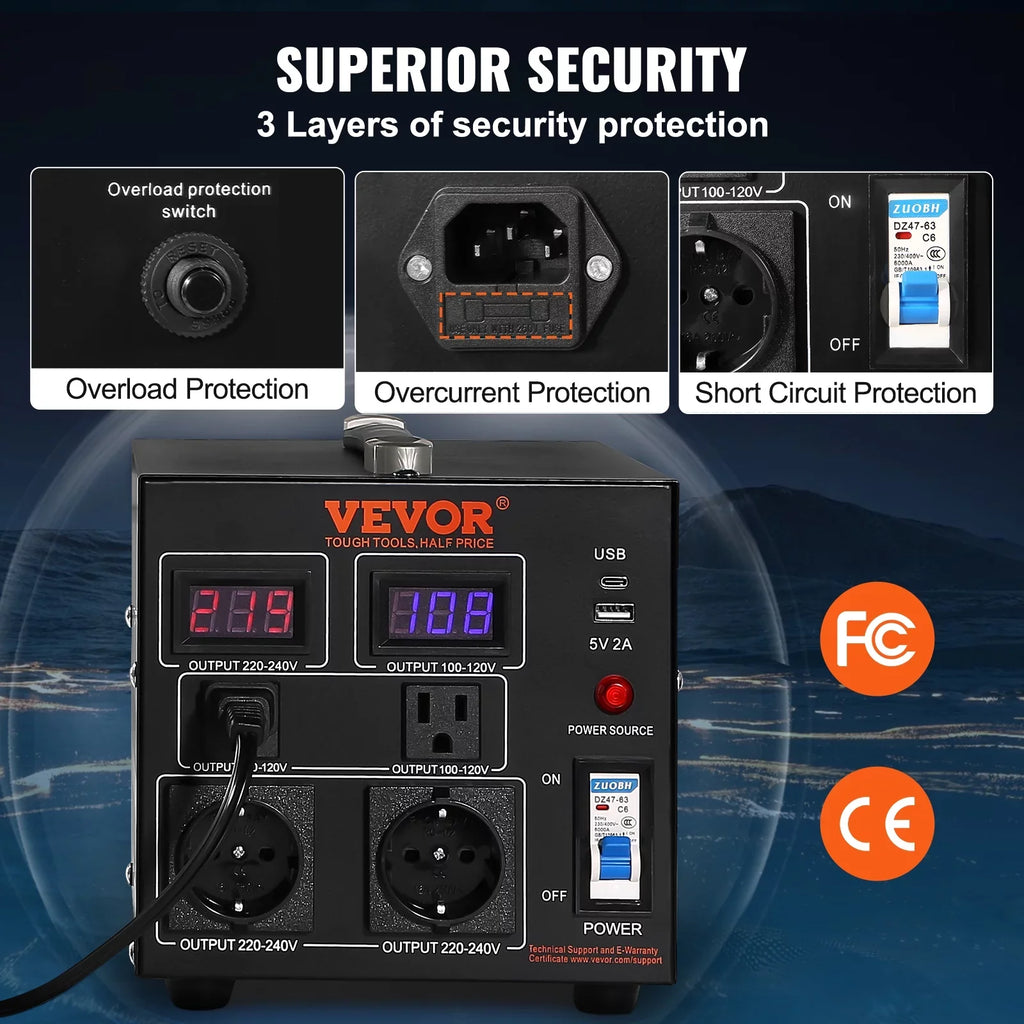 2000W Voltage Converter Transformer Step Up/Down 220V-110V /110V-220V