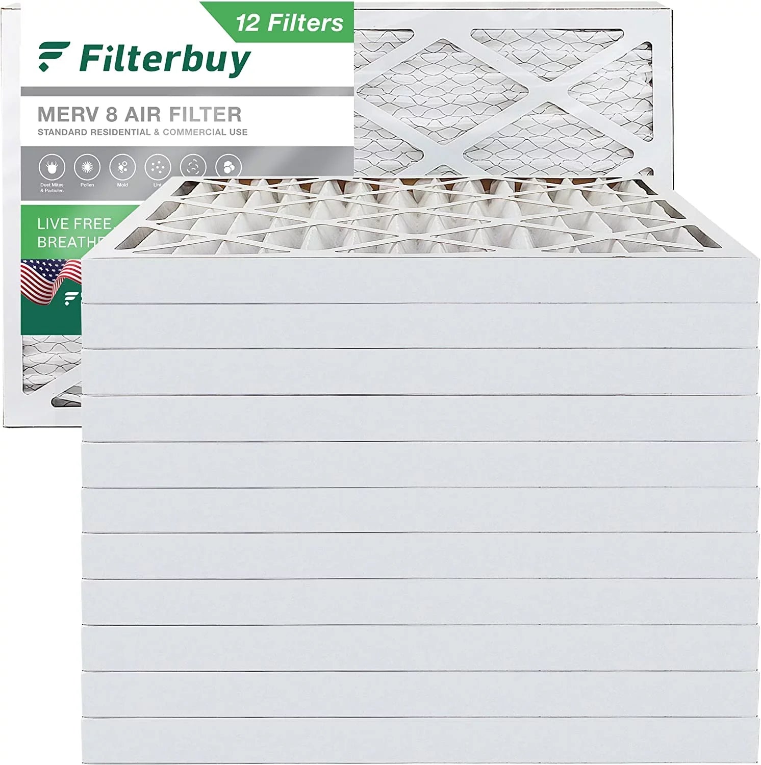 Filterbuy 8x24x2  8 Pleated   Furnace Air Filters (12-Pack)