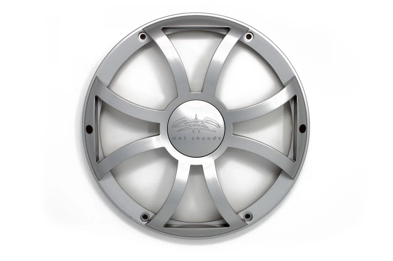 Wet Sounds Revo 12" Subwoofer, Grill, &   Ring - White Subwoofer & Silver  Grill - 2 Ohm