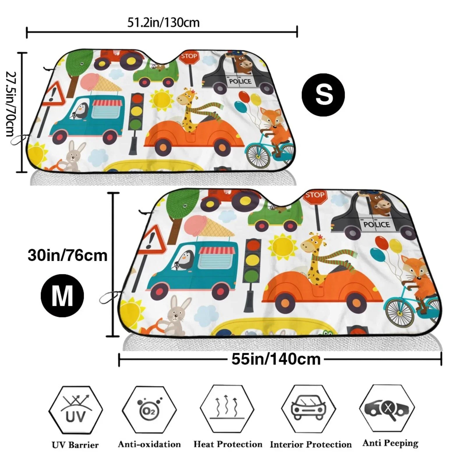Balery Transports With Animals Windshield Sun Shade, Car Front Window Sunshade Cover ,Automotive Interior Portected Blocks Uv Rays For Car Pickup Truck Suv Accessories- Small