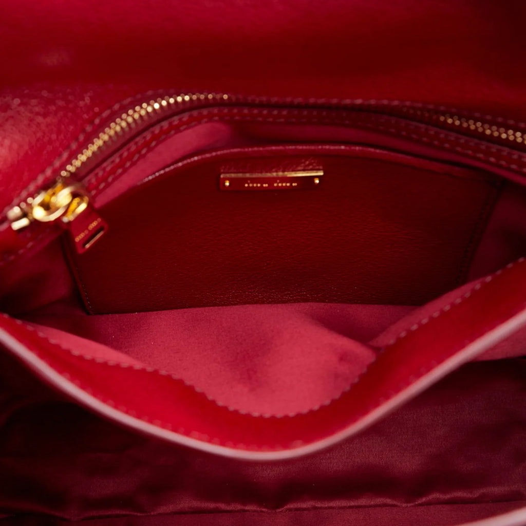 Pre-Owned Miu Miu Miu Madras Bicolor Handbag Shoulder Bag  Orange Red Leather Ladies  (Good)