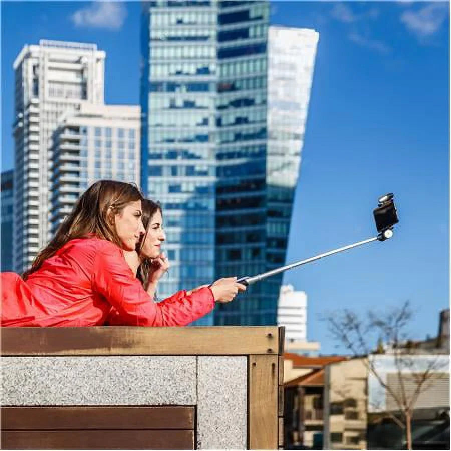 Smart Light Selfie Stick with Rechargeable Battery, Silver Black