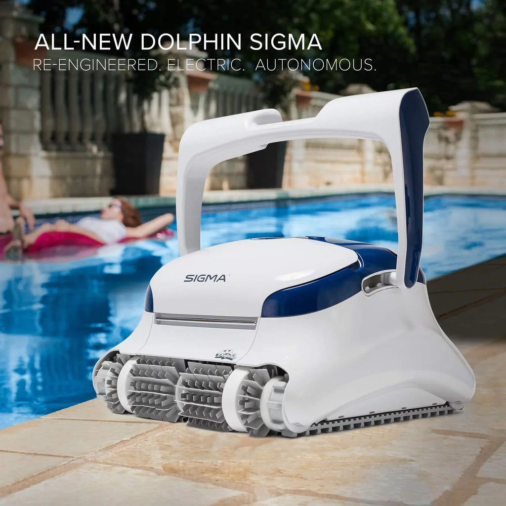 Dolphin Sigma Robotic Pool Cleaner with Bluetooth and Massive Top-Load Cartridge Filters, Ideal for Pools up to 50 Feet.