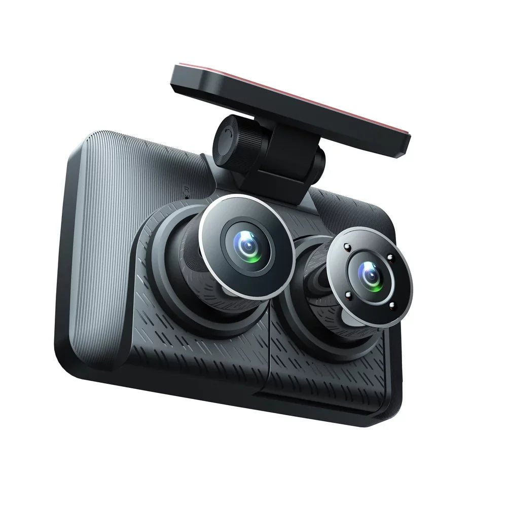 Andoer 3 Cameras Dash Cam 4in Clear Car Rearview Mirror Car Video Recording Camcorder Wide Angle Car Camera Recorder Auto Safety Driving Recorder