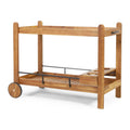 Studio Bonneau Outdoor Acacia Wood 2 Tiered Bar Cart with Bottle Holders, Teak and Black
