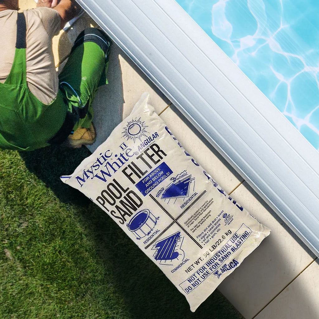 .. Silica 50lbs Mystic White  Swimming Pool Filter Sand, White (2 Pack)