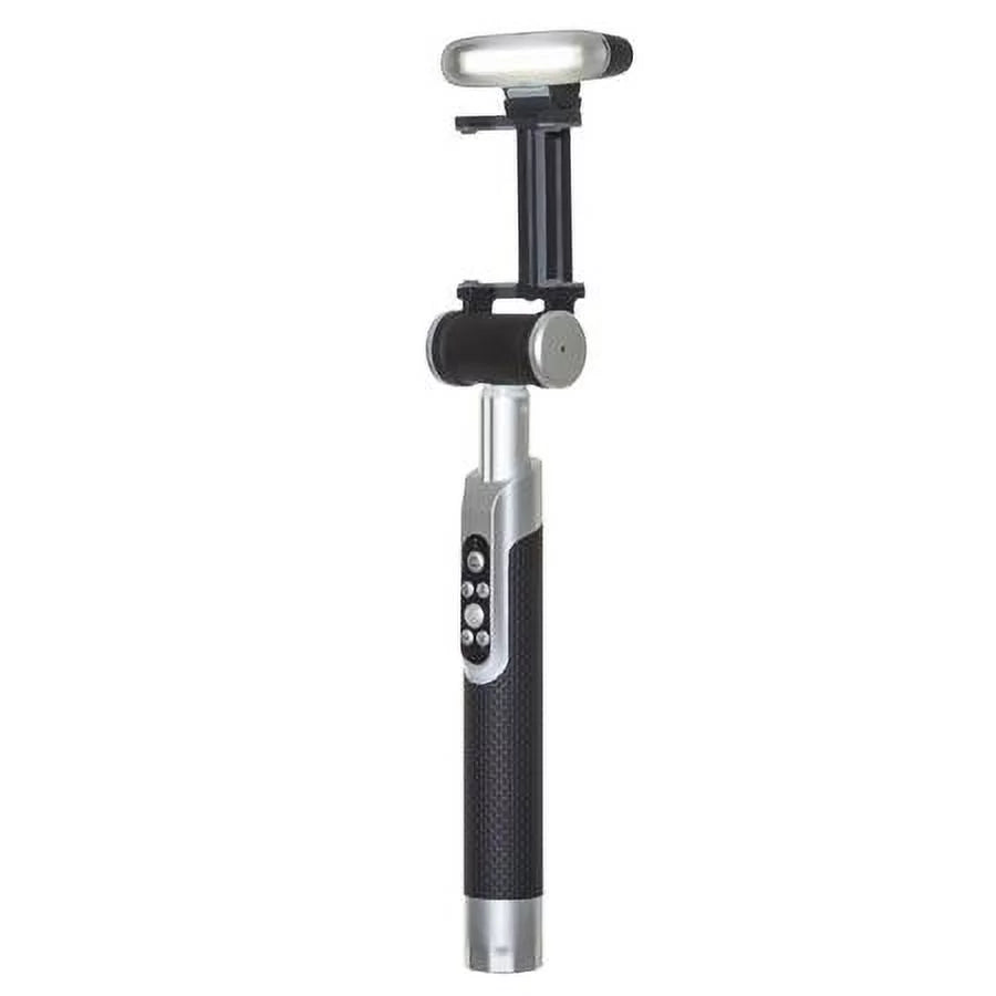 Smart Light Selfie Stick with Rechargeable Battery, Silver Black
