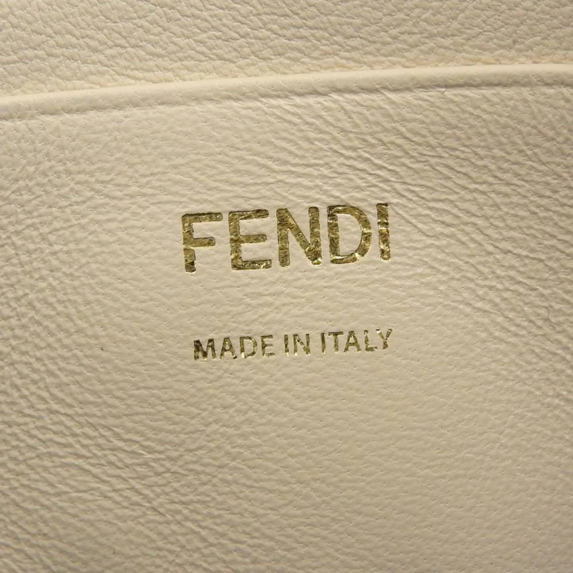 Pre-Owned Fendi  Baguette Small Logo  Pattern 2WAY Bag Chain Shoulder Lamb Leather 8BS017 (Good)