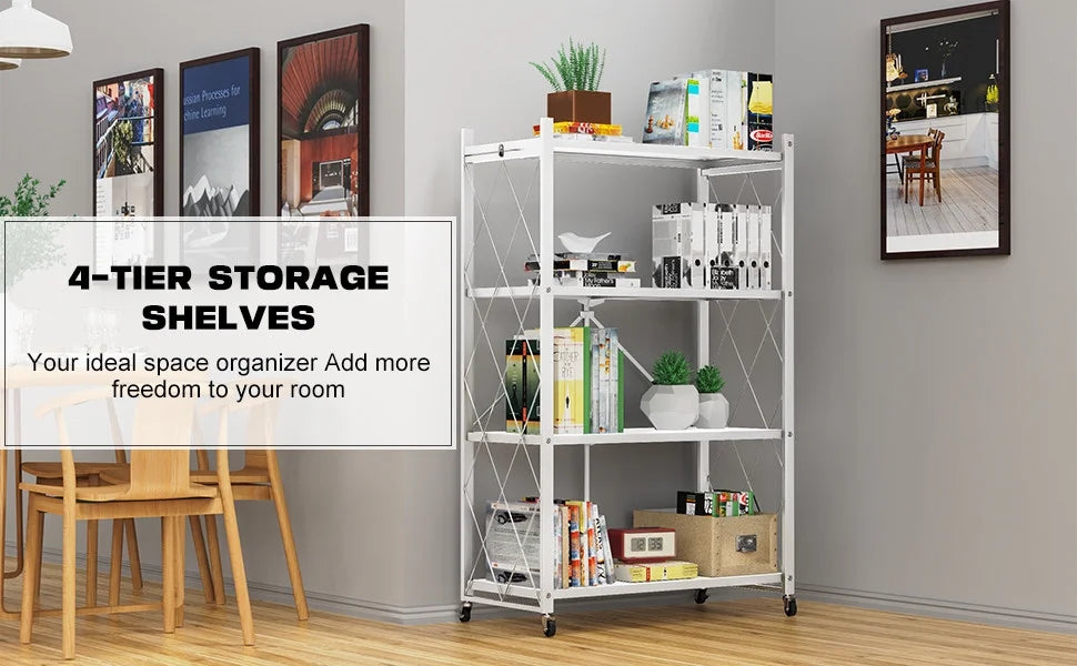 QRInnovations 3/4 Tier Heavy Duty Metal Rack Storage Modern Style Shelving White