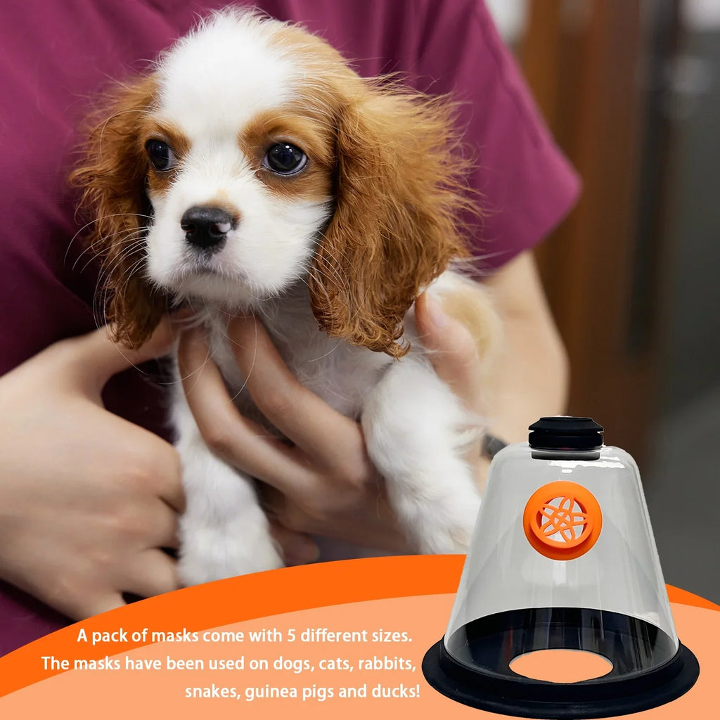 Pet Oxygen Mask - Veterinary Designed Breathing Aid for Dogs & Cats - 5 Sizes - Easy to Clean & Connect to Oxygen Source - Ensures Comfort & More Oxygen