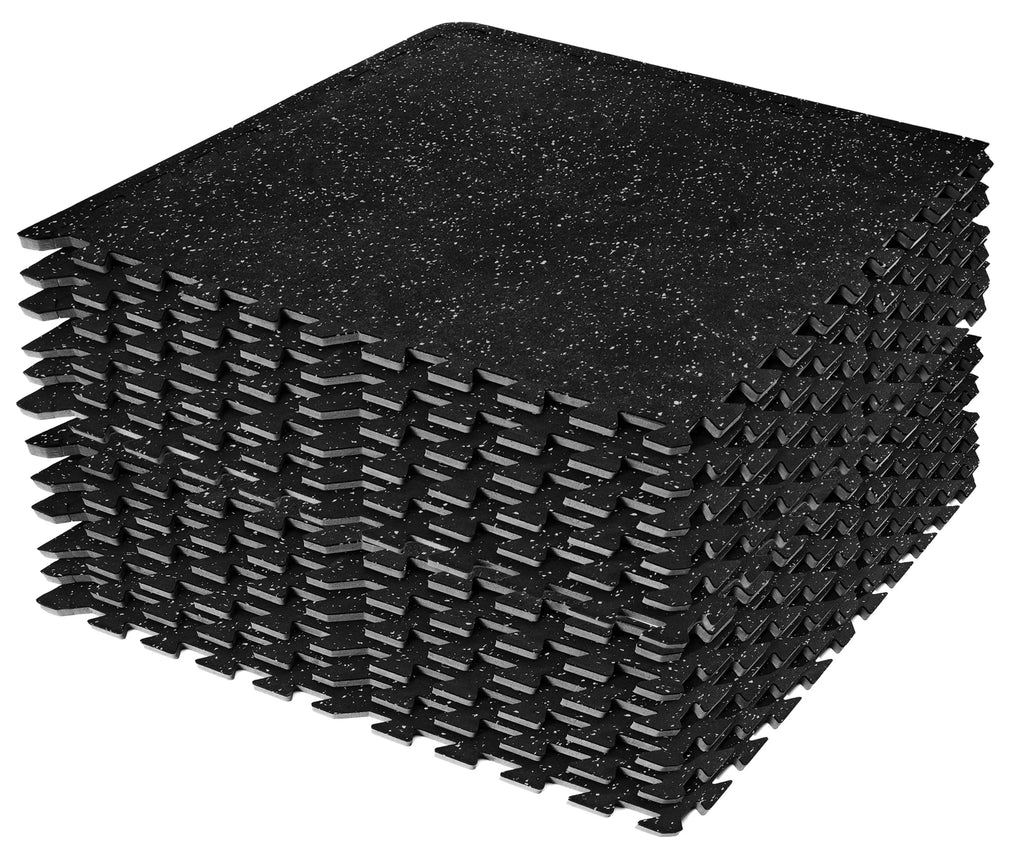 Sivan Fitness 1/2" Thick Rubber Top High Density  Foam Gym Flooring for Home Gym - 12 Interlocking Gym Floor Mat