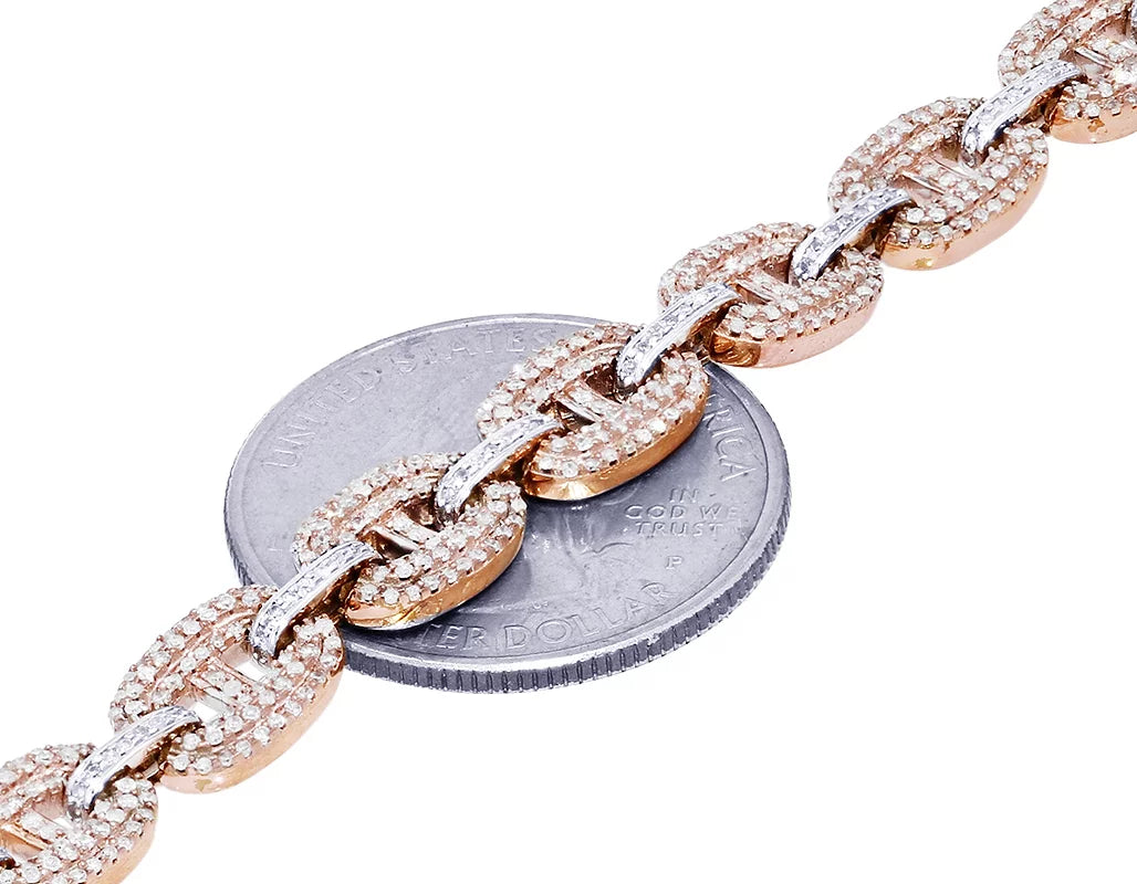 Mariner Link 3.15CT Diamond Bracelet 10K Rose-White Gold 8MM 7"