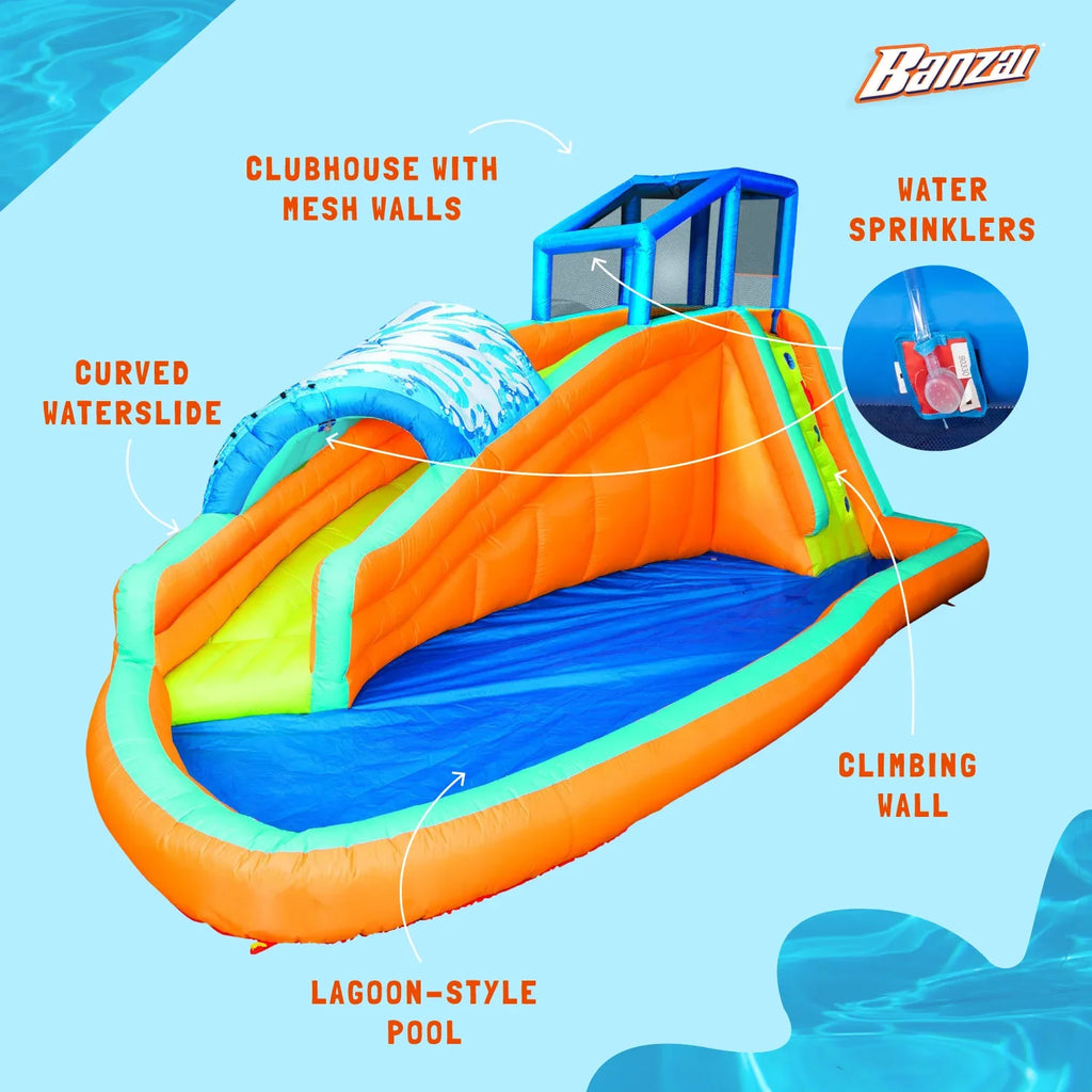 Banzai Surf Rider Kids Inflatable Outdoor Lagoon Water Slide Splash Park