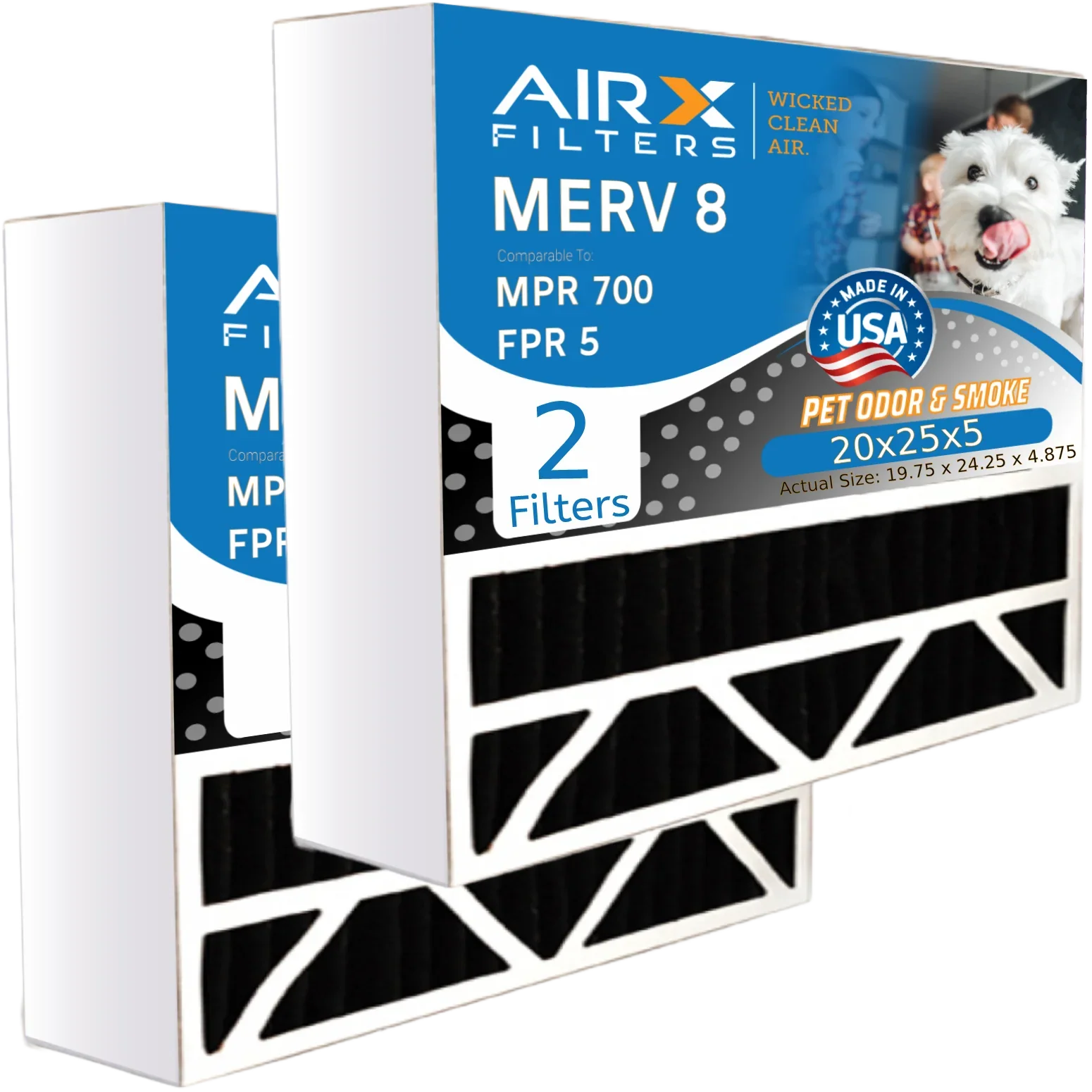 20x25x5 Air Filter Odor Eliminator Carbon Filter  8 Comparable to  700 &  5 Compatible with Air Bear 255649-102 2 Pack by     .
