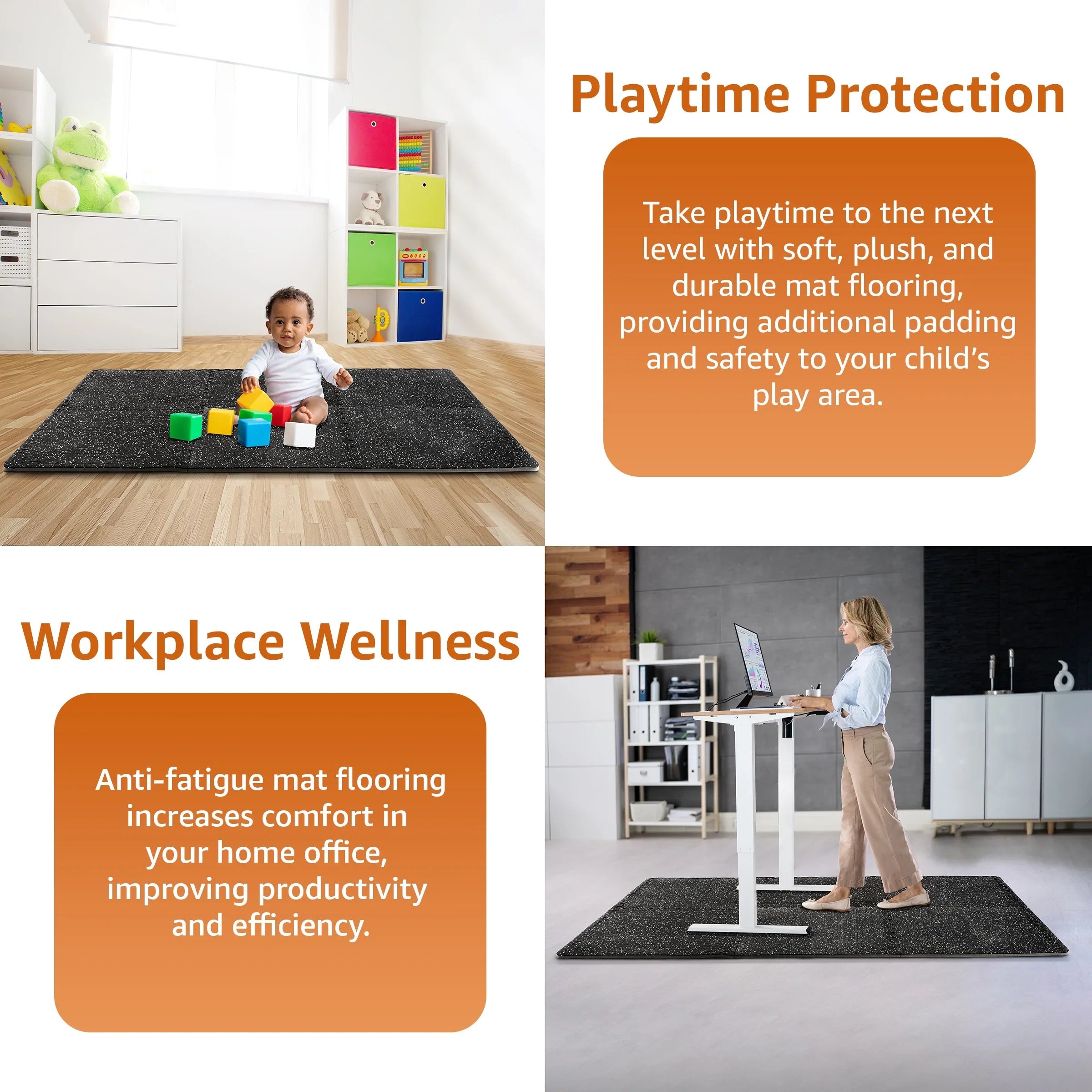 Sivan Fitness 1/2" Thick Rubber Top High Density  Foam Gym Flooring for Home Gym - 12 Interlocking Gym Floor Mat