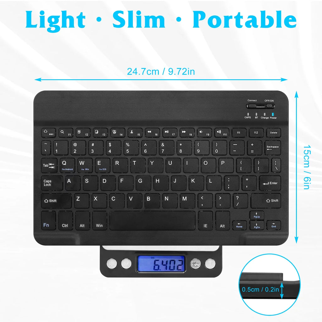 Rechargeable Bluetooth Keyboard and Mouse Combo Ultra Slim Full-Size Keyboard and Ergonomic Mouse for Xiaomi Mi Mix 2S and All Bluetooth Enabled Mac/Tablet/iPad//Laptop - Onyx Black