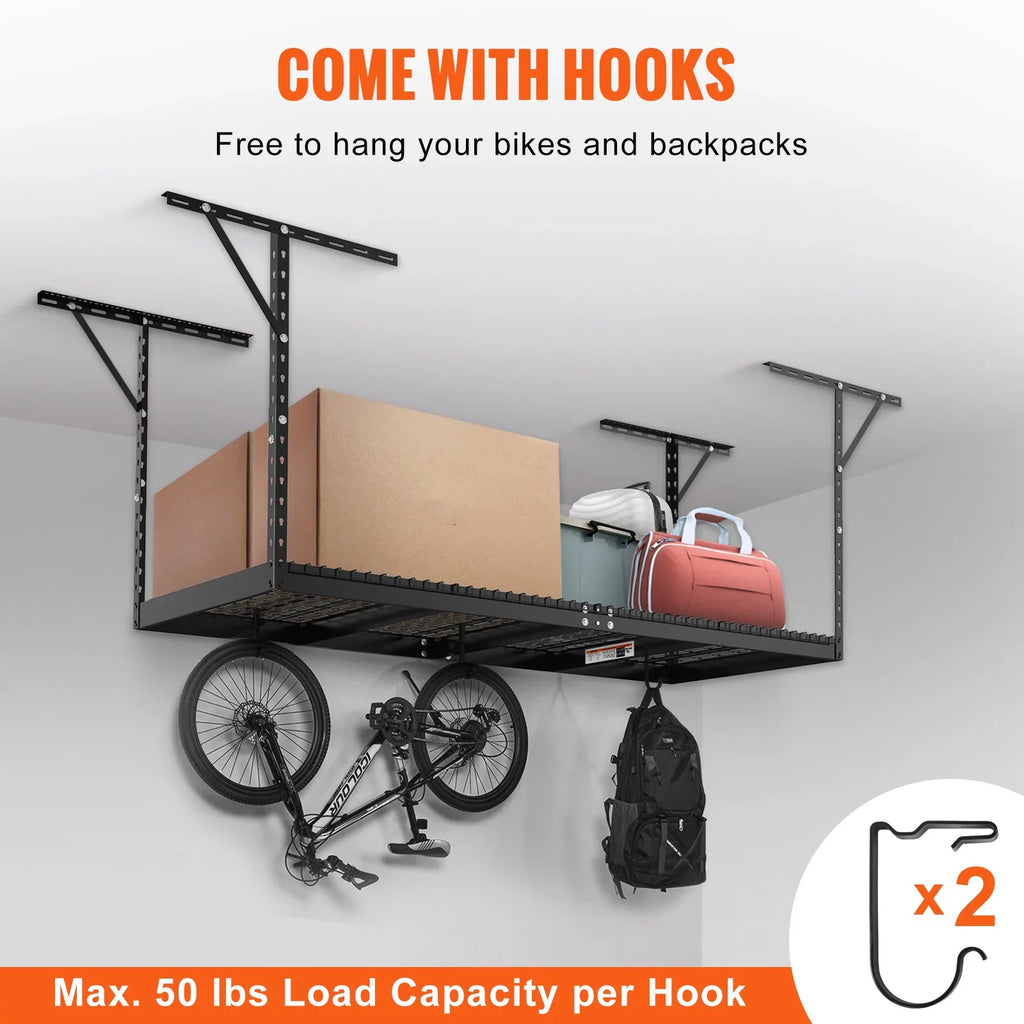 Overhead Adjustable Garage Storage Rack 36x96in Ceiling Rack 600lbs Black