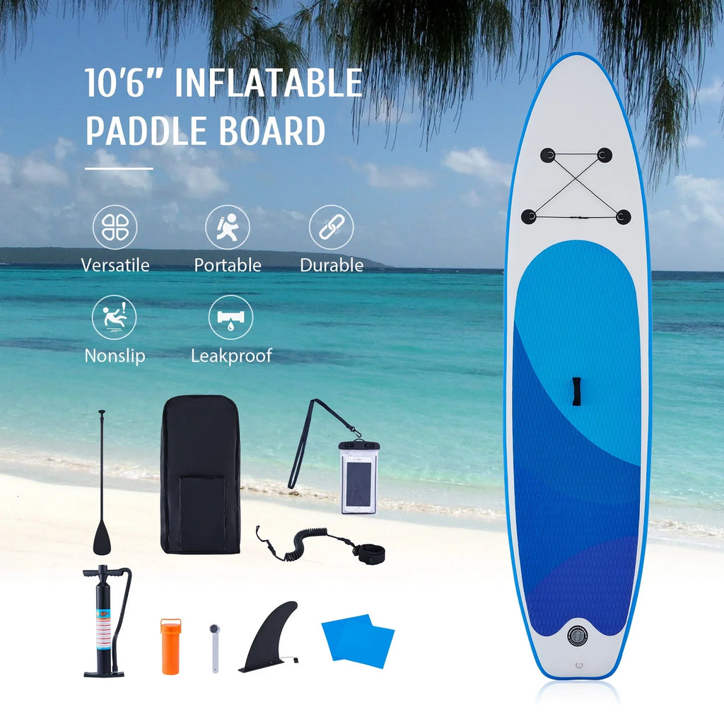 Preenex 10'6" Hybrid Paddle Board for Adults Inflatable  Board w Accessory Set, Blue