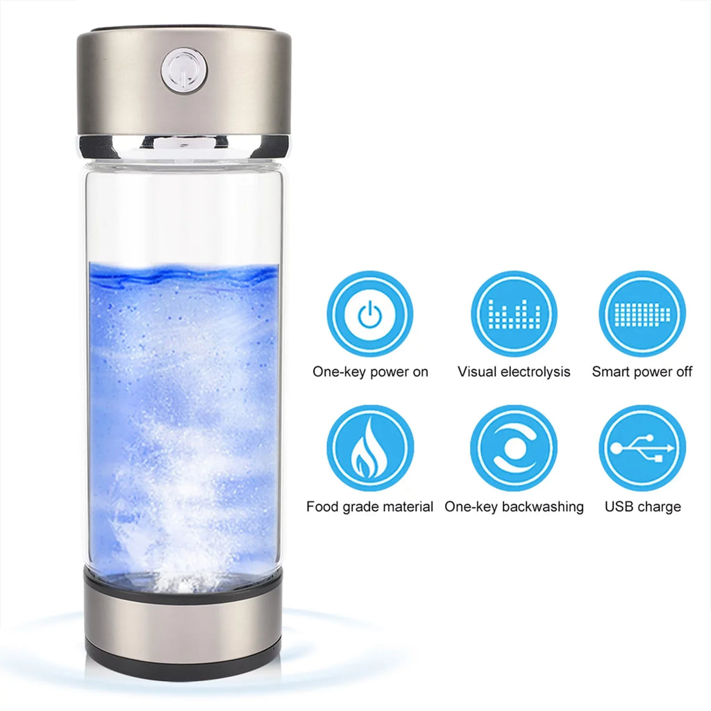 Dekaim Hydrogen Bottle,  Charging Rich Hydrogen Water Purifier Filter Glass Bottle Portable Lonizer Cup
