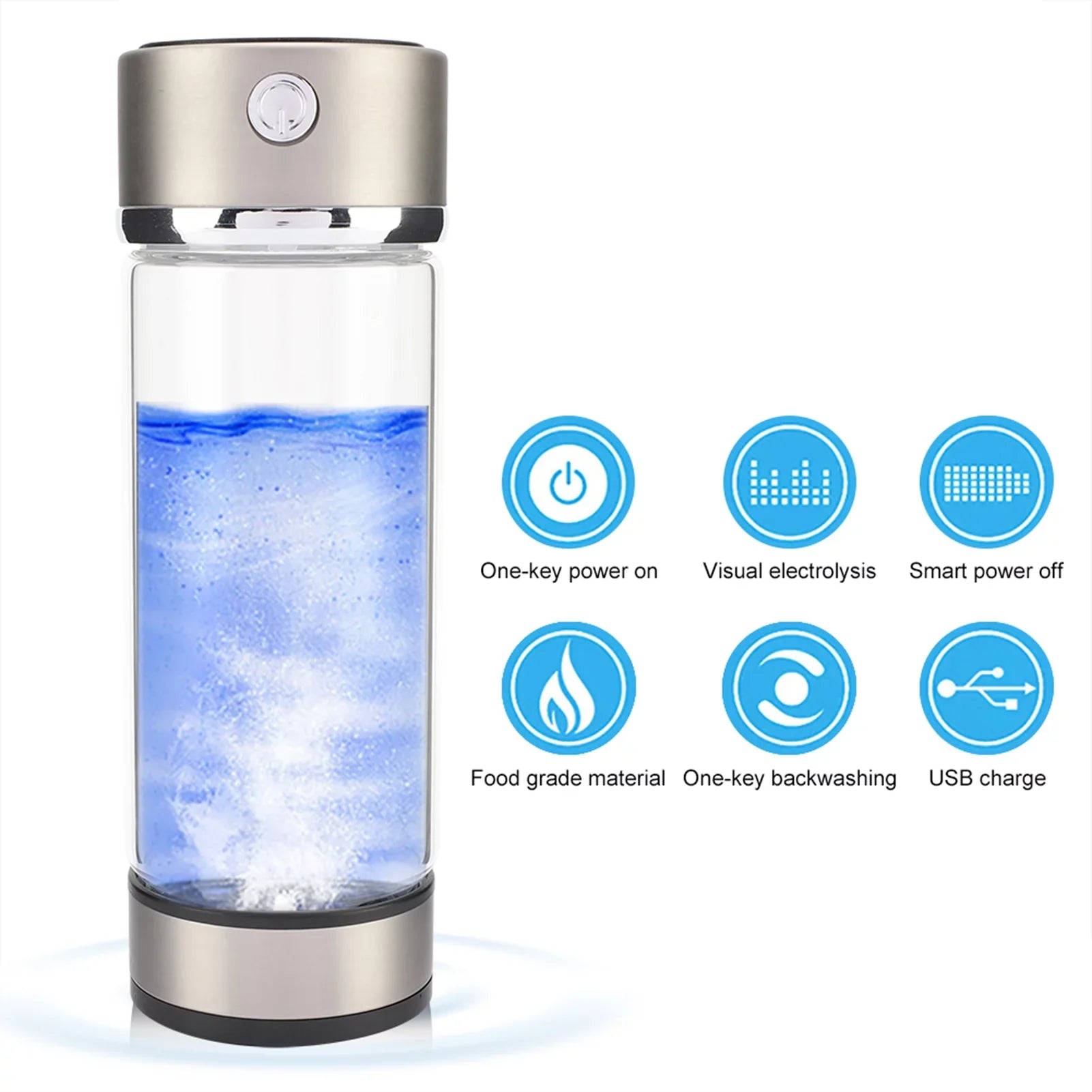 Dekaim Hydrogen Bottle,  Charging Rich Hydrogen Water Purifier Filter Glass Bottle Portable Lonizer Cup