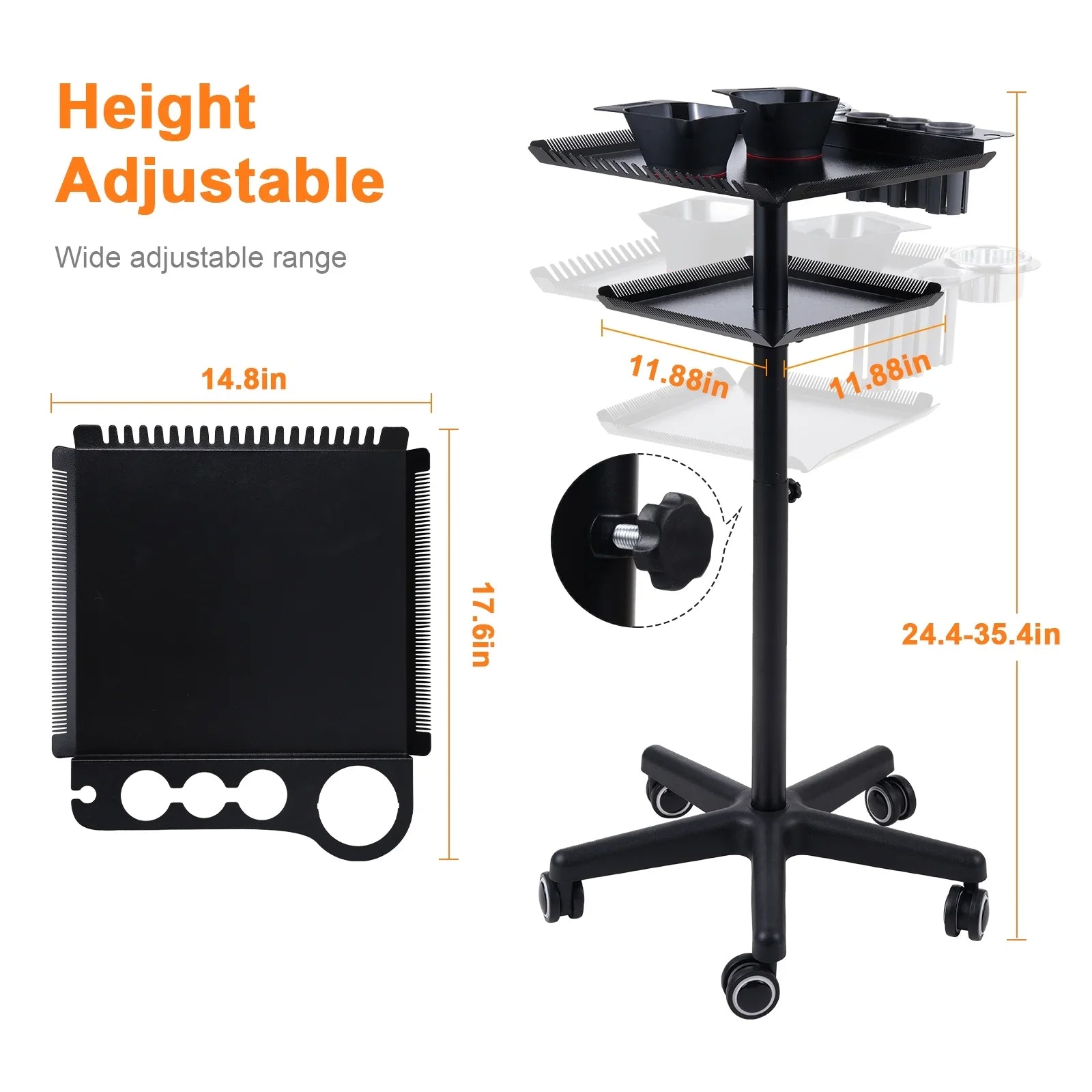 Bestauty Trolley,Salon Stand Salons Stand Movable Station Hair Cart Station Movable Cart Salon Hair Stylist 2 Adjustable Salon Beauty Salon Clinic Salon Cart Beauty Salon Station On Salon Clinic Spa